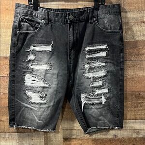 G-Style USA Distressed Black Denim Shorts men's size 38